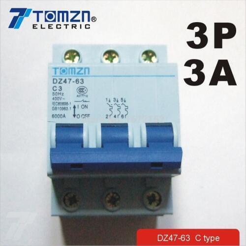 3P 3A 400V~ 240V/415V 50HZ/60HZ Circuit breaker MCB C type