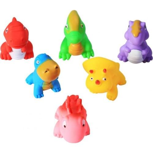 6Pcs Lovely Bathtub Toy Cartoon Animal Shape Intellectual Development Adorable Squeeze Dinosaur Shower Bathing Toy Children Gift