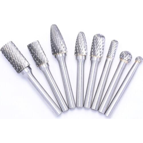 8pcs Double Cut Carbide Tungsten Steel Rotary File Set for metalworking Polishing Electric Grinder