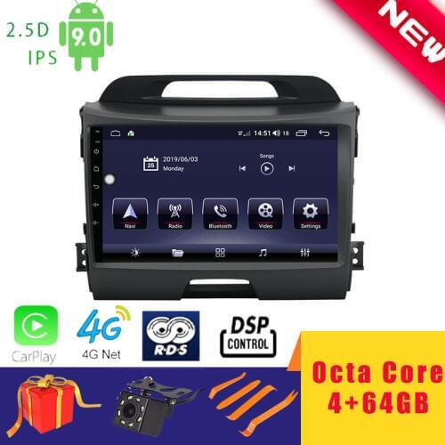 9" Android 10.0 Car Multimedia Player Stereo Radio for KIA Sportage 2010-2016 Head Unit Octa Core DSP 2.5D+IPS 4G Carplay
