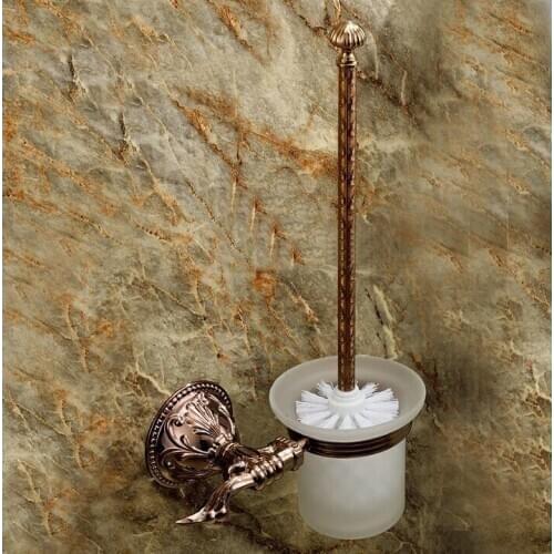 Free shipping Rose gold flowers toilet brush holder