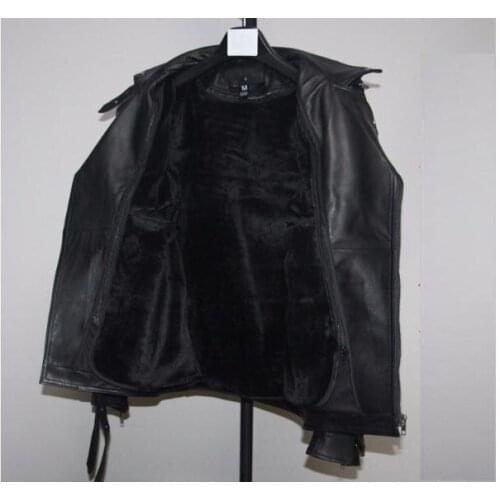Free shipping.mens warm genuine leather jacket,thick goatskin quality slim motor coat.sales.plus size style jackets.Detachable