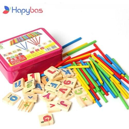 Child Wooden Mathematics Numbers Sticks math Toys Baby Children Early Learning Counting Educational Toy with Box kids gift