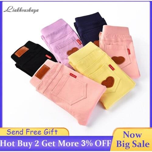Kids Leggings 2019 New Autumn Winter Children 'S Trousers Girl Plus Velvet Thickening Pencil Tight Leggings Love pattern Pants