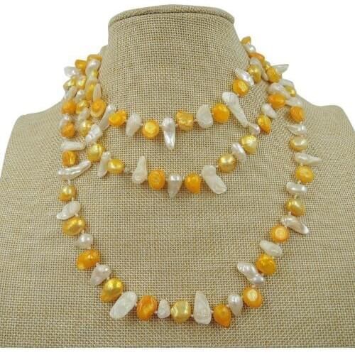 100% NATURE FRESHWATER PEARL LONG NECKLACE-120 CM in Baroque shape