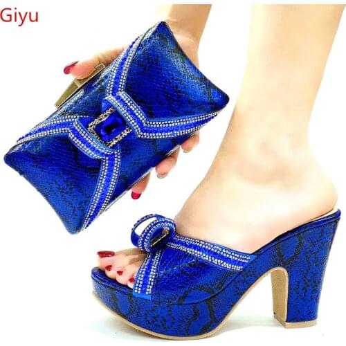 Doershow African new coming Italian Shoes And Bag Sets For Evening Party With Stones green Italian Handbags Match Bags! SLK1-9