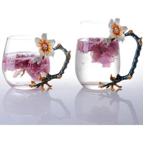 Enamel Glass Coffee Cup Mug Taza Te Vidrio Heat-resistant Drinkware Creative Copo With Gift Box