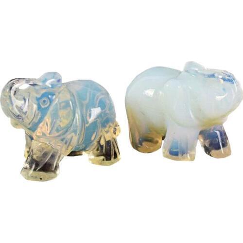 Feng Shui One pair Natural Carved Gemstones Elephant Figurine 1.5'' Room Decoration W3386
