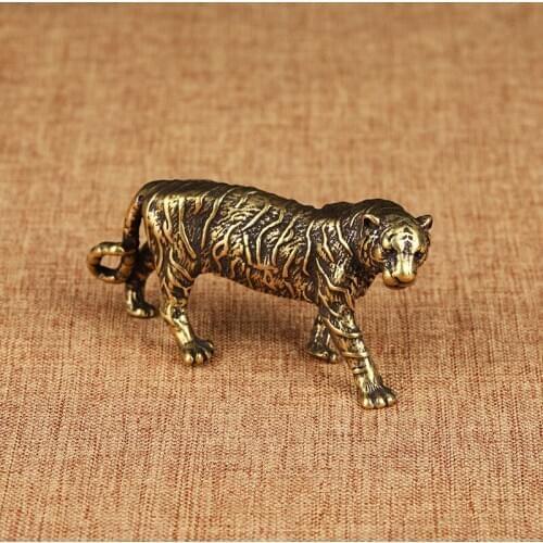 2021 New Copper Tiger Figurines for Office Desk Decoration Animal Sculpture Home Decor Modern Handmade Crafts Car Decor Ornament