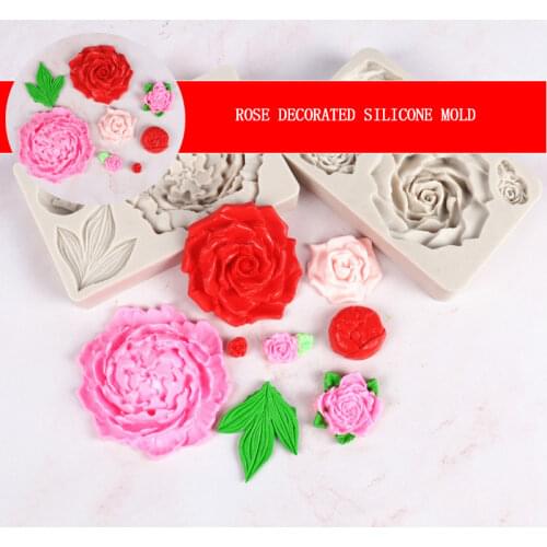 Baking Tools Rose Flower Fondant Mold Rose Flower Leaf Cake Mold Cake Decorating Silicone Mold