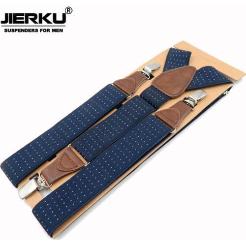 JIERKU Suspenders Womans Braces Leather 3Clips Suspensorio Fashion Trousers Strap 3.5*120cm JK3C04