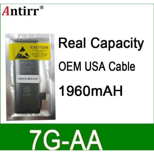 10pcs/lot Real Capacity China Protection board 1960mAh 3.7V Battery for iPhone 7g zero cycle replacement repair parts 7G AA