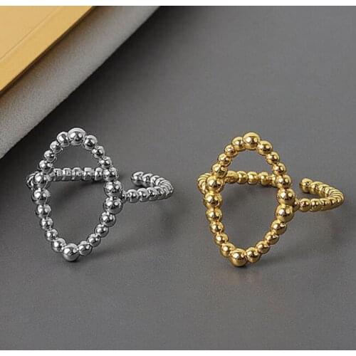 Gothic Fashion Mens Niche Design Round Bead Beaded Ring Female Retro Cool Opening Personality Female Women Jewelry Cool Things