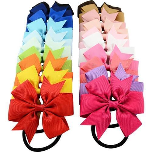 Grosgrain Ribbon Bow Girls Ponytail Holder Rope Elastic Hair Bands for Kid Baby Children DIY Scruncy Hair Accessories
