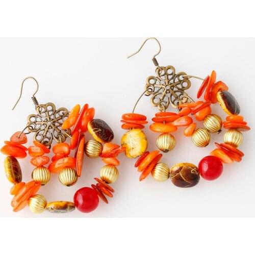 Colorful Women Bohemian Beaded Hook Earrings Banquet Jewelry Birthday Gifts boho