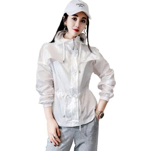Jacket for Women Chic Fashion Casual Sunscreen Clothing Outwear Hooded Loose Coat Thin Pure Summer Female Short Top Outerwear