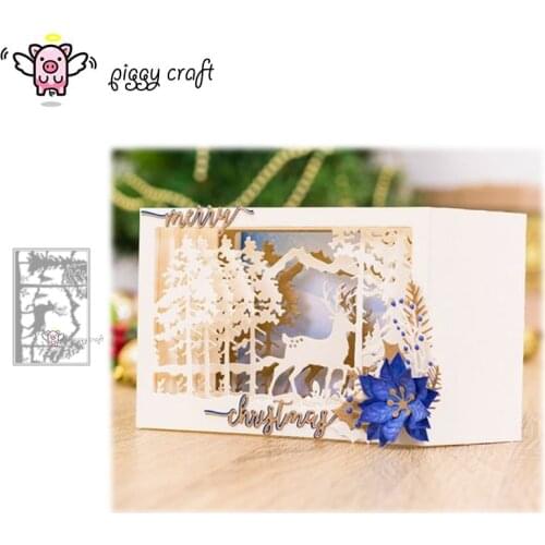 Piggy Craft metal cutting dies cut die mold Christmas deer tree frame Scrapbook paper craft knife mould blade punch stencils die