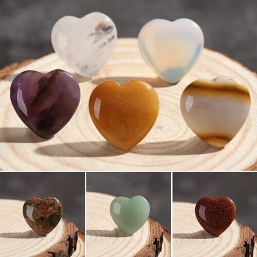 Mini Natural Quartz Heart Shape Crystal Pendant Reiki Mineral Chakra Healing Stone Handmade Jewelry Home Decor DIY Accessories