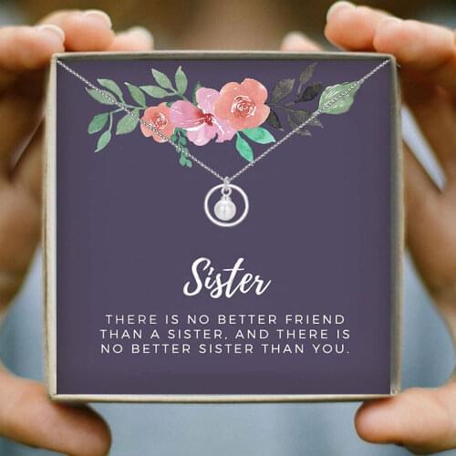 To My Sister Mom Friend Pearl Necklace Choker Pendant Necklace Women Wish Card Fashion Jewelry Birthday Gifts