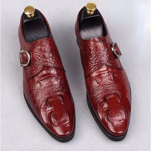 Mens Crocodile Dress Leather Shoes Lace-Up Wedding Party Shoes Mens Business Office Oxfords Flats Plus Size 39-48