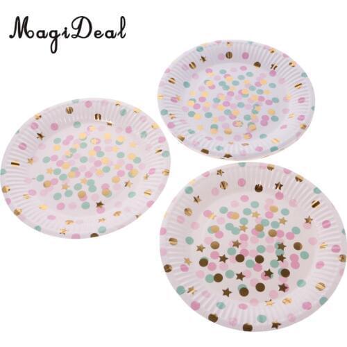 30pcs Dots Paper Party Set Plates Cups Birthday Wedding Bouquet Tableware