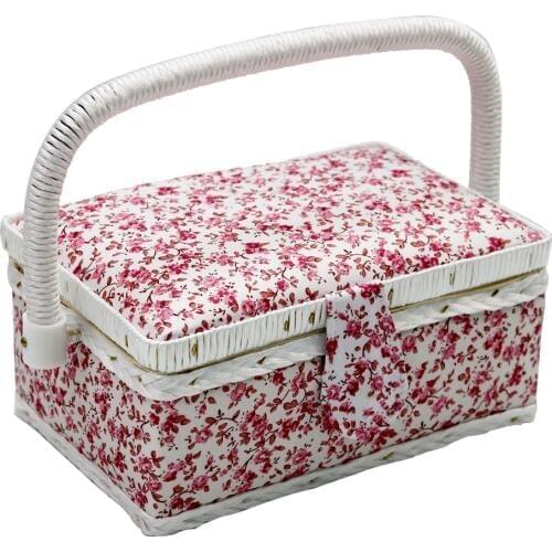 Handmade Sewing Kits Storage Basket Flower Pattern DIY Sewing Tool Needle Thread Box Christmas Gift Box 19*13*10cm