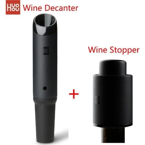Newest Huohou Fast Wine Decanter/Wine Stopper 2in1 Pouring Tools Stainless Steel Vacuum Bottle Stopper Bottles Cap Bar Accessori