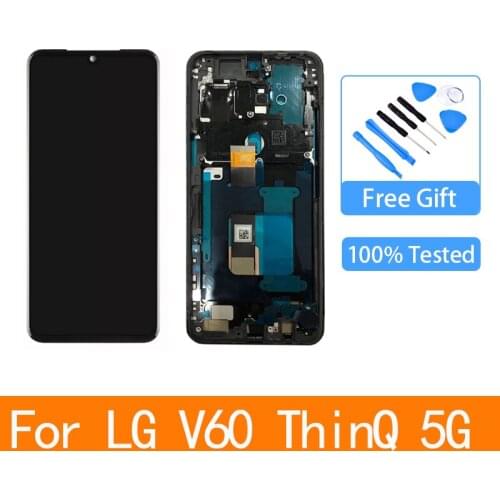 6.8" Original AMOLED For LG V60 ThinQ LCD Display Screen Frame Touch Digitizer Assembly For LG V60 ThinQ 5G Screen Replacement