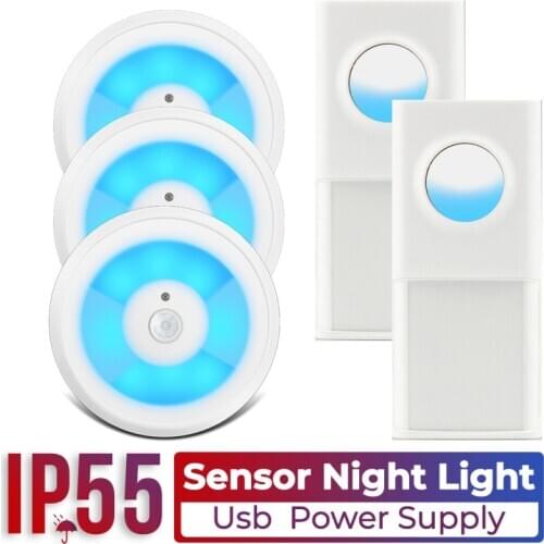 USB Powered Waterproof outdoor Wireless Doorbell built in PIR Motion Sensor LED Night Light