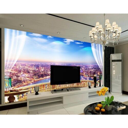 Custom 3d photo wall paper City View window fashion 3d wallpaper TV background wallpaper the living room sofa backdrop mural