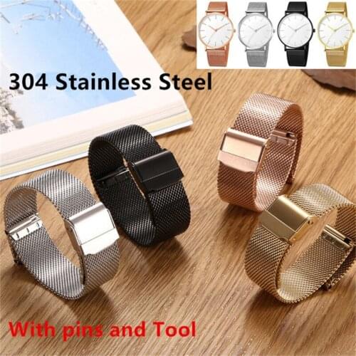 18mm 20mm 22mm 16mm 304 Stainless Steel Strap Universal DW Watchband Sport Waterproof Replacement Bracelet Watch Accessories