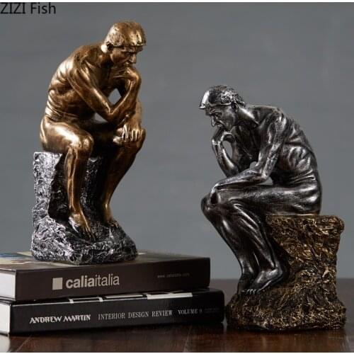 Sculpture Thinker Statuette Abstract Character Desktop Decoration Resin Figurines Crafts Minimalist Ornaments Home Decor Modern