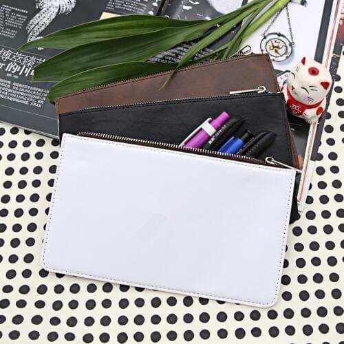 10pcs/lot Blank Sublimation Leather Makeup Bag Pen Bag Wallet Change Purse for Hot transfer Printing Blank consumables DIY