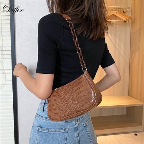 Alligator Pattern Baguette Armpit Shoulder Bag French Style Tote Vintage Pu Leather Women Handbag Luxury Designer Crossbody Bag