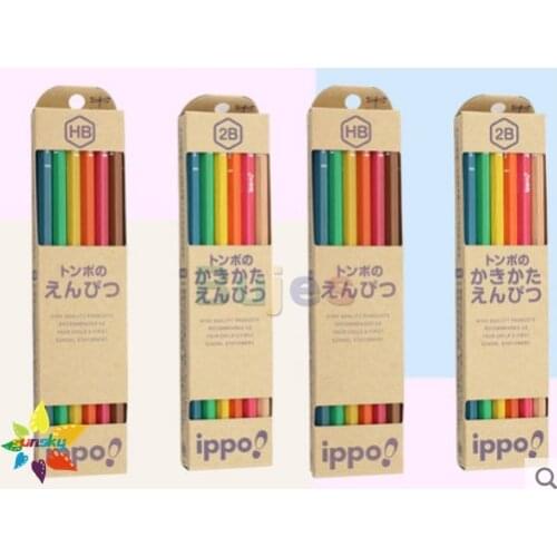 Tombow ippo! 12pcS Graphite lead core student pencil hexagon wood pencil HB/2B wood pencil sketch pencil Stationery art supplies