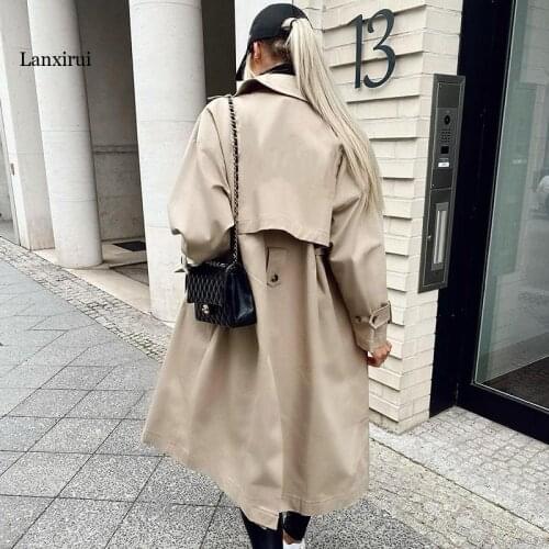 Autumn Vintage Women Stylish Trench Coats Fashion Ladies Oversize Cotton Windbreakers Casual Female Chic Outfits Girls Cool