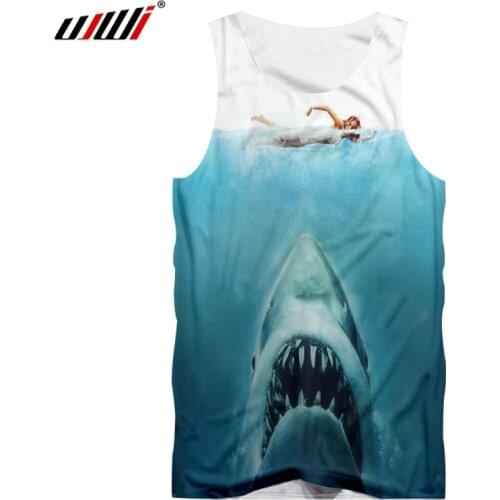 UJWI 3D Tank Top Man Fashion Bodybuilding Tank Tops Print Marine shark Funny Plus Size Attire For Men Summer Sleeveless Shirt