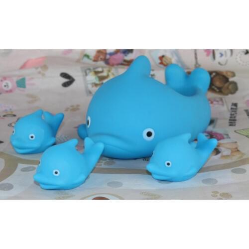 Evade Glue Water Toys Mesh Bags Vinyl Child And Mother Dolphin Soft Plastic Sound Unisex Squeeze-sounding Dabbling Toy Latex