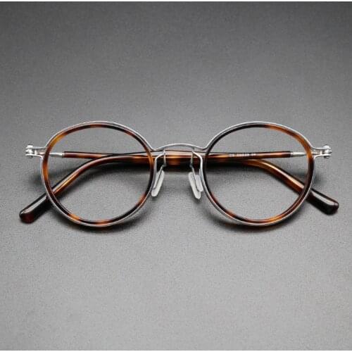 Vintage Acetate Glasses Frame Men Round Luxury Brand Myopia Prescription Titanium Optical Eyeglasses Frame Women 2021 Eyewear