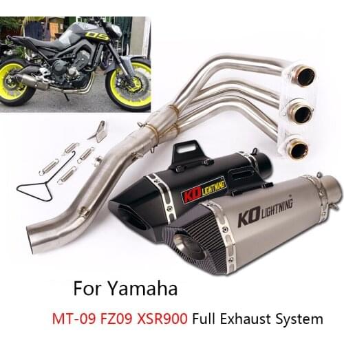 For Yamaha MT-09 FZ09 XSR900 Exhaust System Motorcycle Header Mid Link Pipe Slip On 51mm Mufflers Removable Db Killer Delete Cat