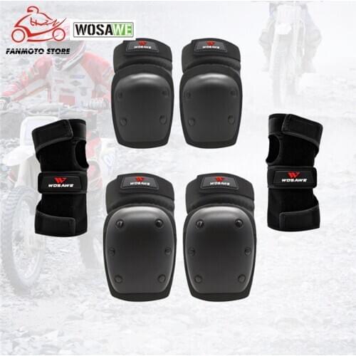 WOSAWE Motorcycle Knee Protector Elbow Wrist Pad Protection Children Scooter Ski Bicycle Hockey Sports Roller Skating Body Armor