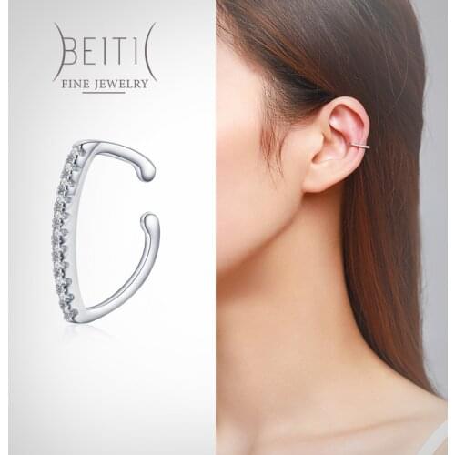 Beitil Simple Fashion 925 Sterling Silver CZ Ear Clip For Women Minimalist Fine Earrings Jewelry 2021 New Style