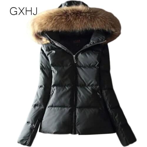 Women 90% white duck down jacket Natural Raccoon Fox Fur Hooded Winter Down Coat Women Warm Parkas Female Outerwear S-XXL