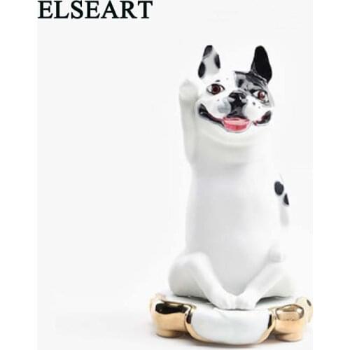 Famous art works chinese style ceramic dog animal porcelain ornament figurine for home office decoration gift