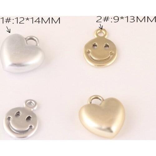 10pcs/lot Matte Double Love Smile Heart Charms For Jewelry Making DIY Earring Findings For Bracelet Necklace DIY Charms Pandent
