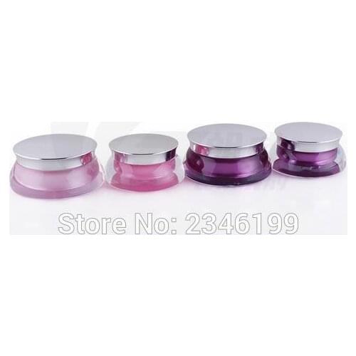 15G 15ML 30G 30ML Acrylic Cream Jar, Pink Color Purple Color Acrylic Cosmetics Lition Sample Packing Container, 15pcs/lot
