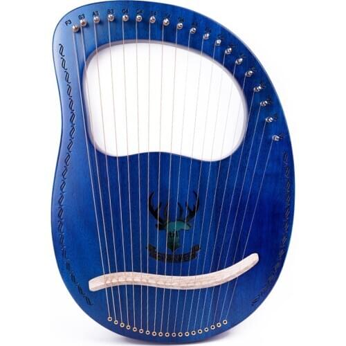 Harp 19-String Concert Harp Mahogany Body Harp Musical Instrument with Tuning Lever Strings Piano Wipes String Picks Textbooks