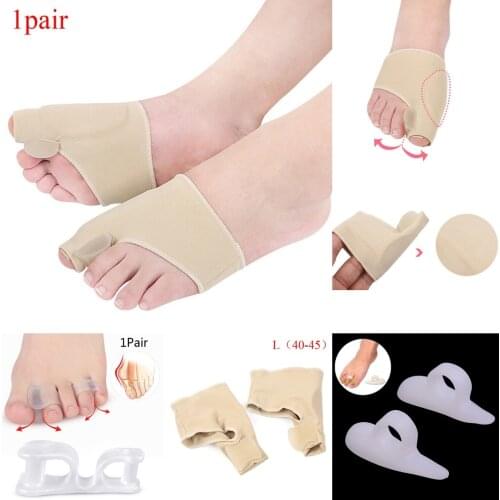 2Pcs Foot Care Tool Silicone Gel Foot Fingers Protector Corrector Pedicure Big Toe Two Hole Thumb Valgus Toe Separator