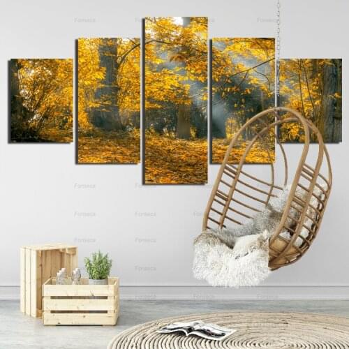5 Pcs Abstract Landscape Canvas Paintings Modern Home Decoration Sky Autumn Forest Posters And Prints Wall Art Pictures Decor