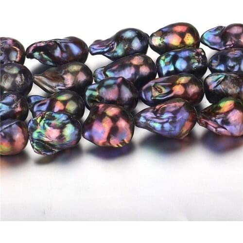 APDGG Natural 15mm width grade AA genuine baroque black pearl strands loose beads women lady jewelry DIY